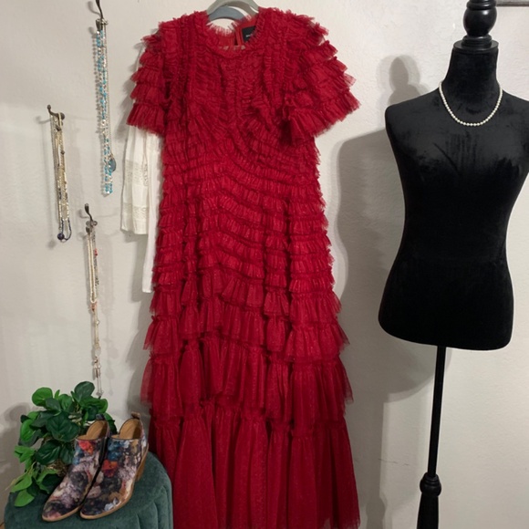 Needle and Thread deep red formal gown size 12 -prom wedding mother of bride - Picture 2 of 16